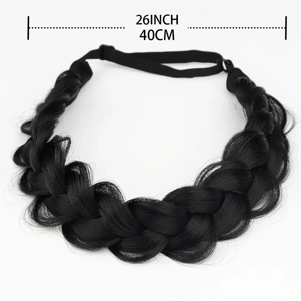 Three-Strand Braid Hairband Style Fake Hair Decorative High-Temperature Silk Material New Fashion Hair Extension Ponytail Holder