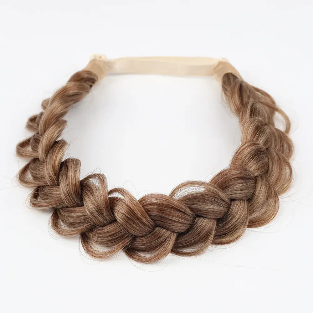 Three-Strand Braid Hairband Style Fake Hair Decorative High-Temperature Silk Material New Fashion Hair Extension Ponytail Holder