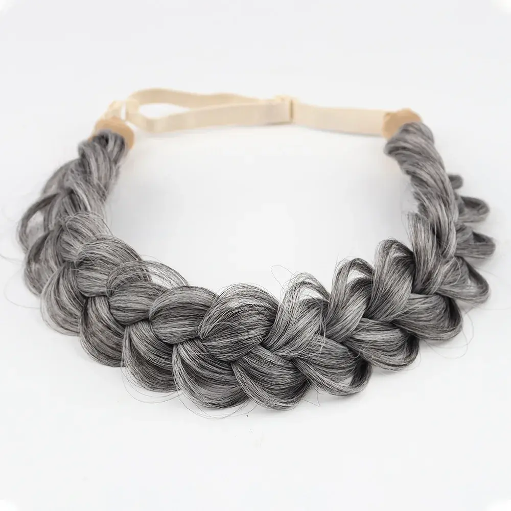 Three-Strand Braid Hairband Style Fake Hair Decorative High-Temperature Silk Material New Fashion Hair Extension Ponytail Holder