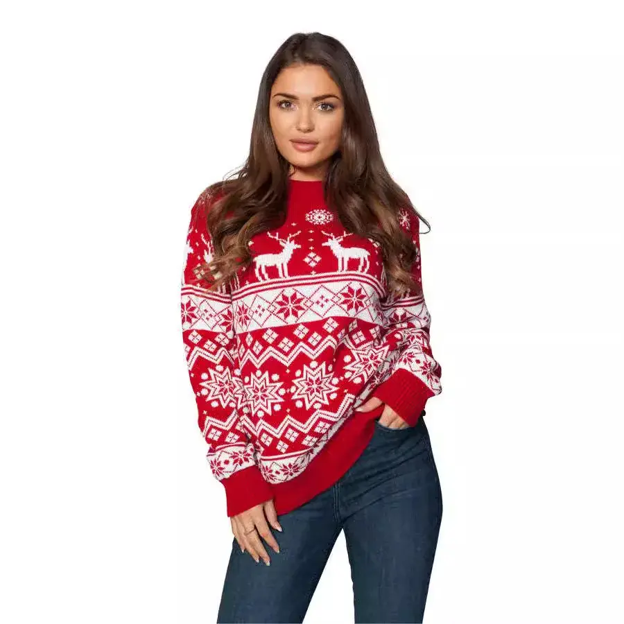 New Spring Autumn Knitted Pullover Top Long Sleeve Base Layer Round Neck Parent-Child Sweater Christmas Elements Pulover Top
