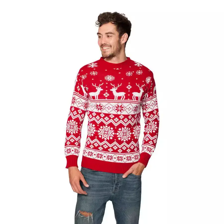 New Spring Autumn Knitted Pullover Top Long Sleeve Base Layer Round Neck Parent-Child Sweater Christmas Elements Pulover Top