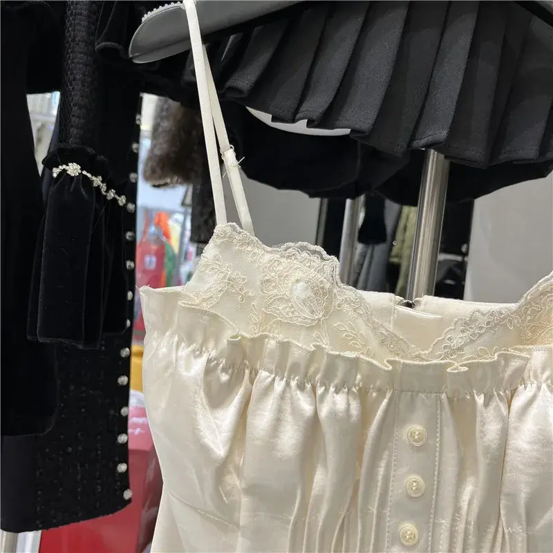 Tank Women's2024Winter New Foldable Ear Cuff Sexy Pure Desire Aesthetic Strapless Vest Top Spandex Material 3D Decoration