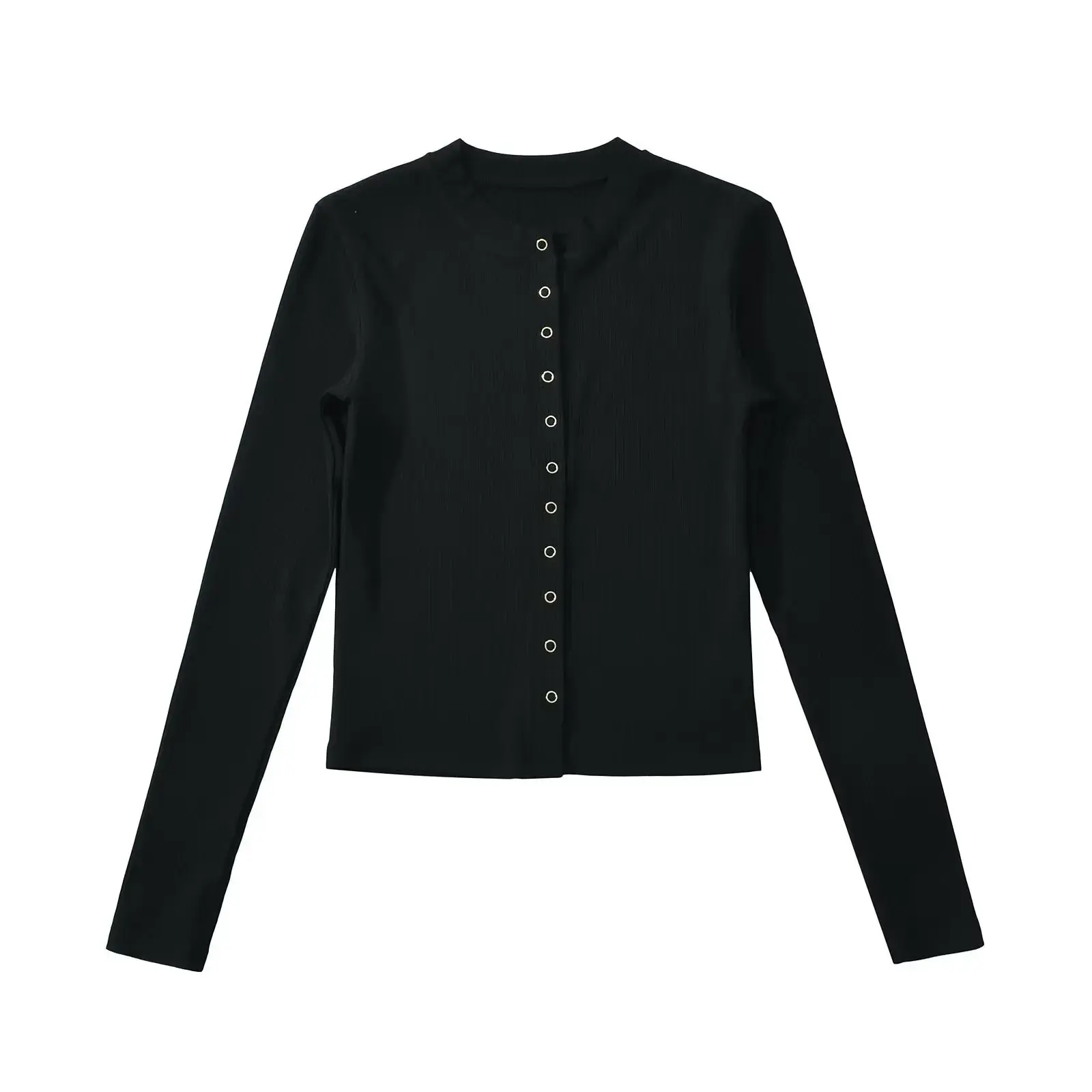 French Design Long Sleeve Ribbed Knitted Open Cardigan Small Top Hot Sale Of The Season Autumn New Style Thin Knitwear Crew Neck