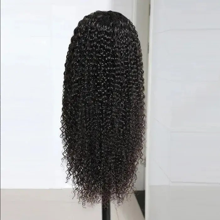 Afro Women's Small Curl Wig Hand Rolled Tube Middle Part Long Curl Full Head Cover Synthetic Hair Lace Wig for Black People
