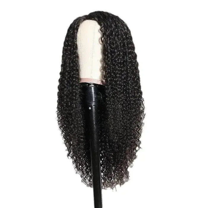 Afro Women's Small Curl Wig Hand Rolled Tube Middle Part Long Curl Full Head Cover Synthetic Hair Lace Wig for Black People