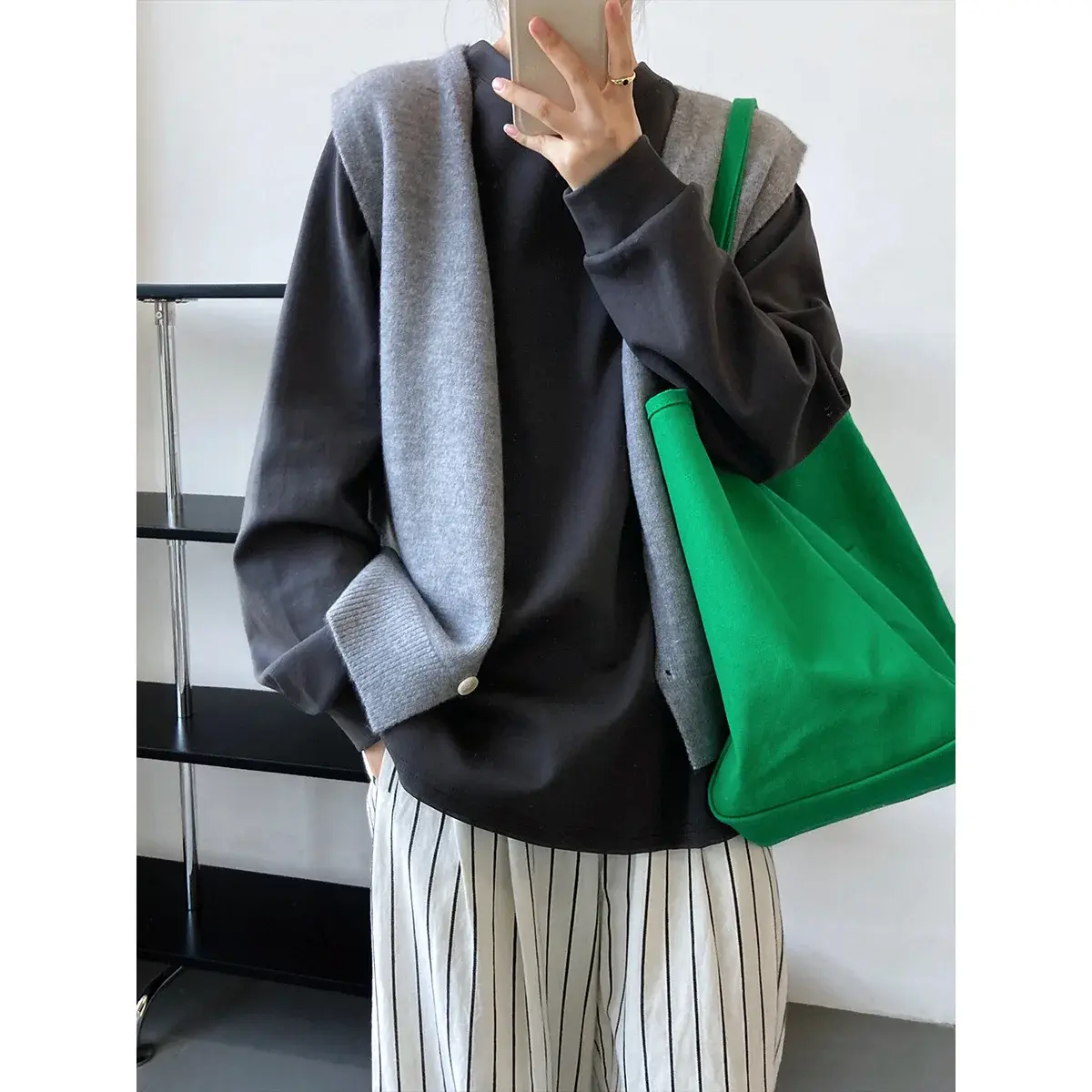 Deer West Solid Color Round Neck Long Sleeve T-Shirt Women's Spring New Lazy Loose Fit Women's Sweatshirt Thin 2779