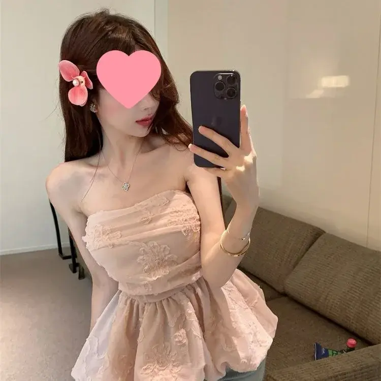 Pure Desire Sexy Girl Gentle Embroidery Hook Flower Sleeveless Summer New Style Wrap Waist Slimming Bud Top Women's Vest