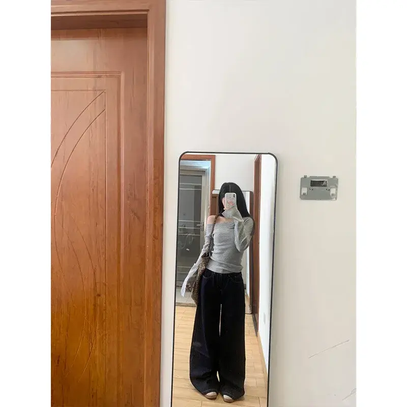 Elegant Versatile French Style Knit Base Layer Top Women's Slimming Long Sleeve Sweater Off The Shoulder For Autumn/Winter