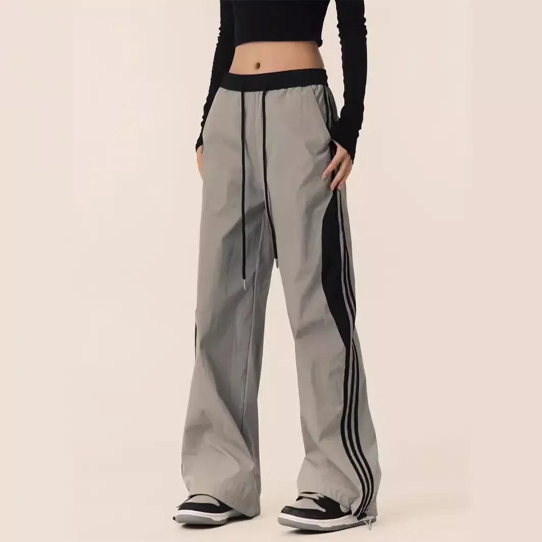 American Style High Street Women's Casual Pants Spring Summer Thin Straight-leg Wide Leg Draped Sports Work Trousers