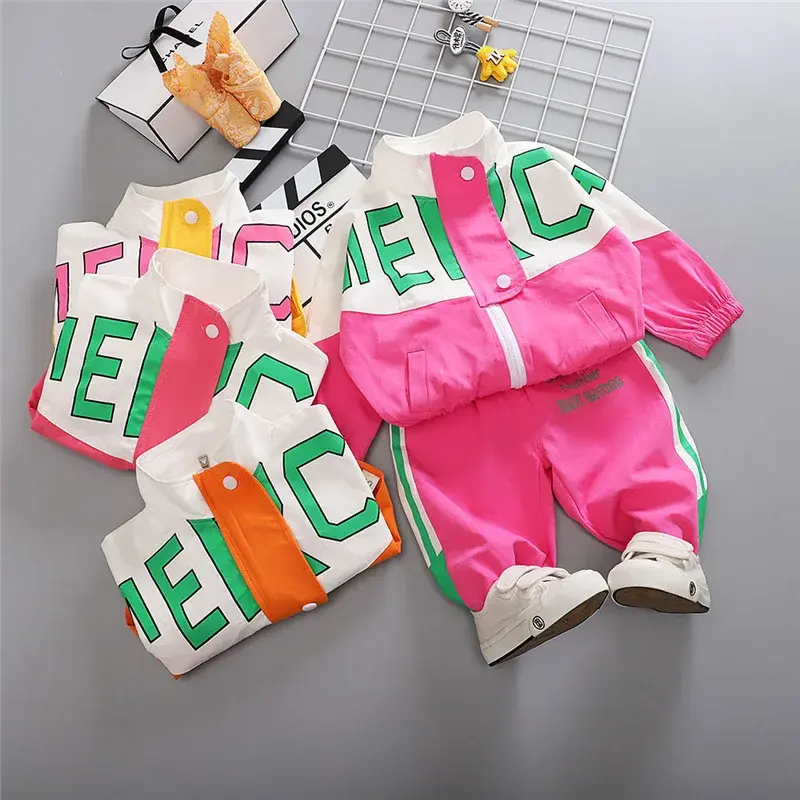 Spring Sportswear Set for Boys And Girls Kids' New Style Outfit Hot Sale Of The Season Spring Collection Two-Piece Patchwork Ens