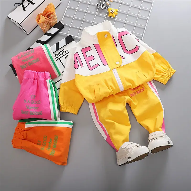 Spring Sportswear Set for Boys And Girls Kids' New Style Outfit Hot Sale Of The Season Spring Collection Two-Piece Patchwork Ens