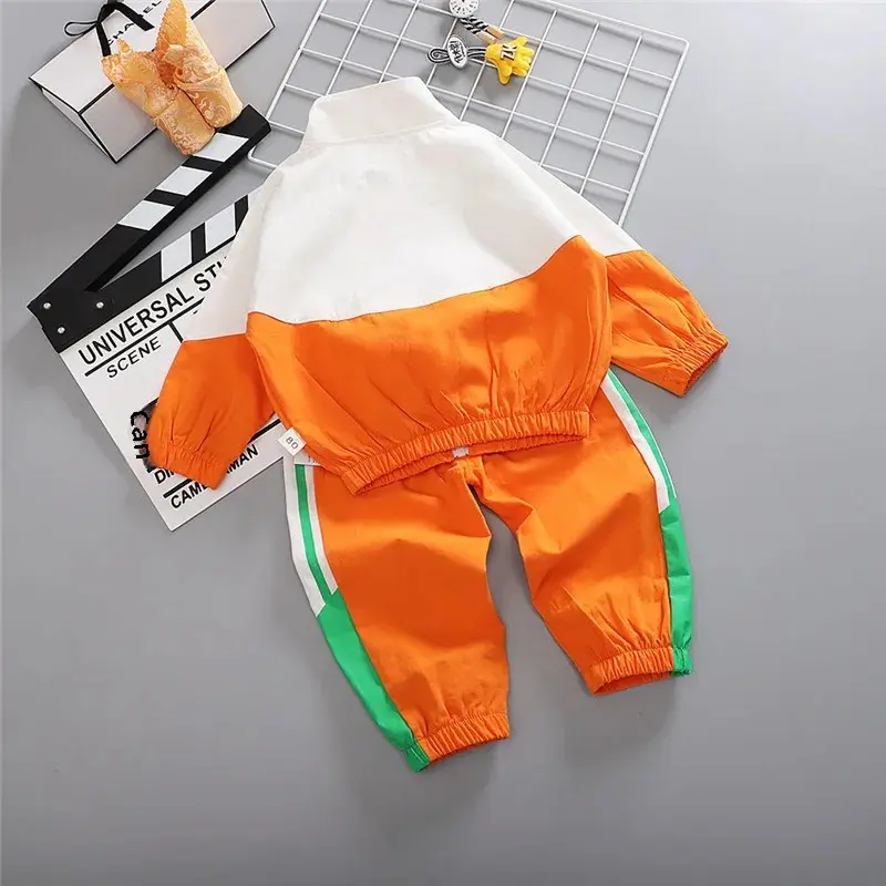 Spring Sportswear Set for Boys And Girls Kids' New Style Outfit Hot Sale Of The Season Spring Collection Two-Piece Patchwork Ens