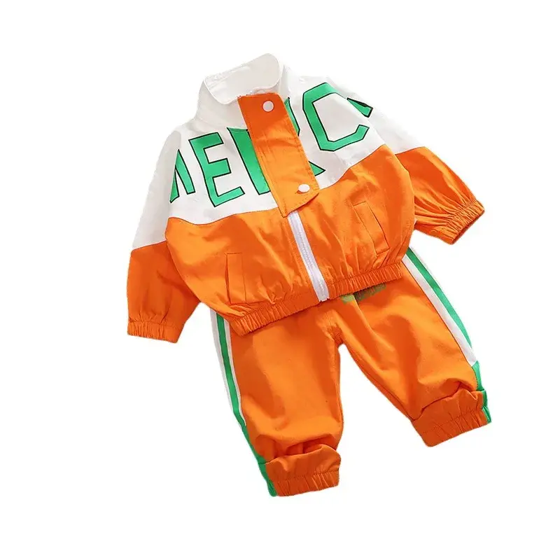 Spring Sportswear Set for Boys And Girls Kids' New Style Outfit Hot Sale Of The Season Spring Collection Two-Piece Patchwork Ens