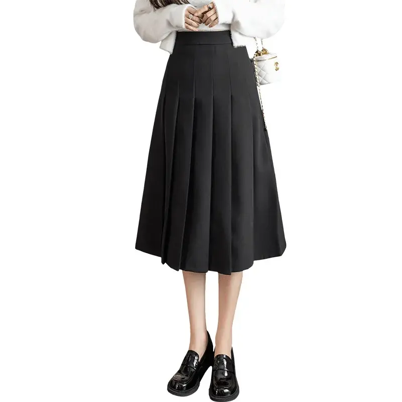2024 New Preppy Style High-Waisted Petite Skirt Medium-Length A- Line Skirt For Women Fashionable Summer Skirt