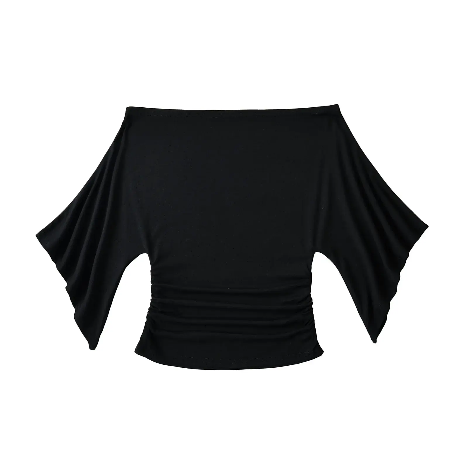 Slim Fit Bell Sleeve T-Shirt Women's Summer New Style High Elasticity One Shoulder Pleated Casual Cotton Top for Young Girls