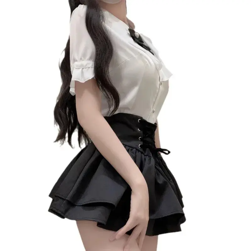 High Waist Double Layer Black Vintage Puffy Skirt Middle East Elegance Southeast Asia A- Line Polyester Fiber Zipper Decorated H