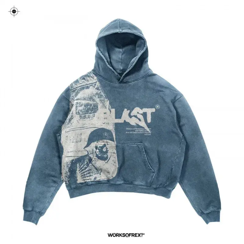 Gothic Style Men's Skull Hoodie Casual Letter Explosion Print Thickened Winter Sweatshirt Harajuku Retro Y2K Streetwear
