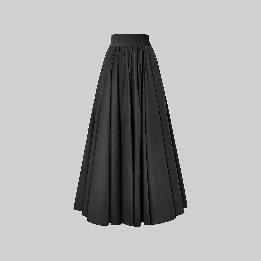 Women's Flowy A- Line Mini Skirt Pleated Maxi Skirt Slimming Long Leg Visual Effect High Waist Spring Summer Polyester Fiber