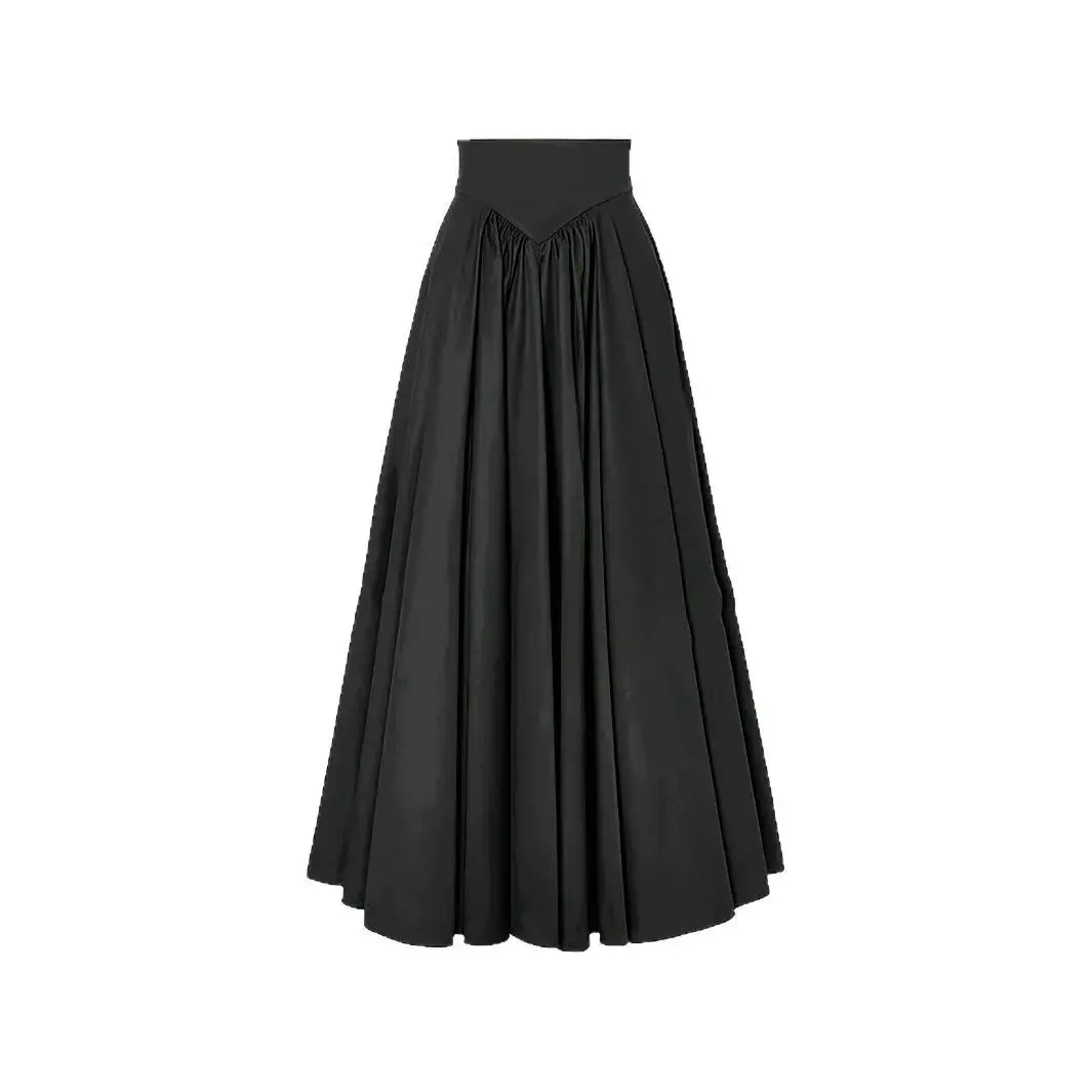 Women's Flowy A- Line Mini Skirt Pleated Maxi Skirt Slimming Long Leg Visual Effect High Waist Spring Summer Polyester Fiber
