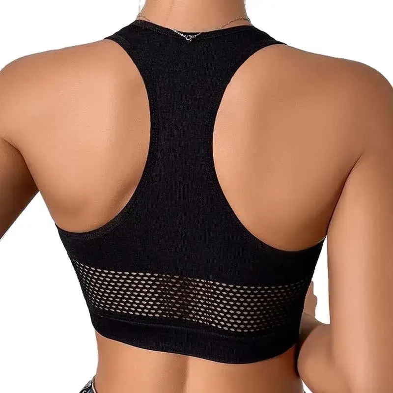 Sexy Elastic Mesh Vest Spicy Short Sleeve Tight Top Trendy Sportswear Women's Tank Top Color Block Polyester Blend Fabric