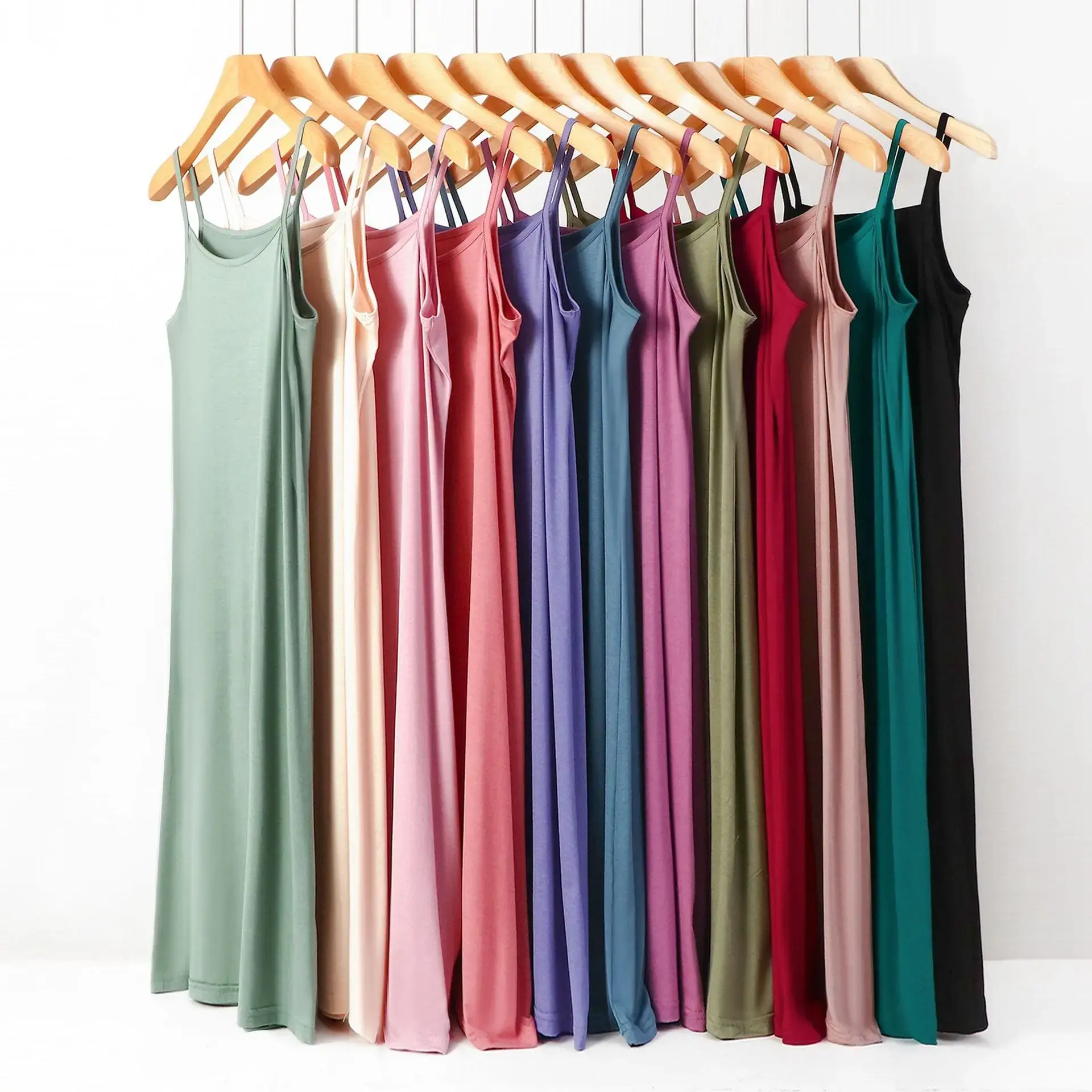 Plus Size Loose-Fit Long Anti-Exposure Modal TankVest Sleepwear For Women Large Size Underwear Inner Skirt