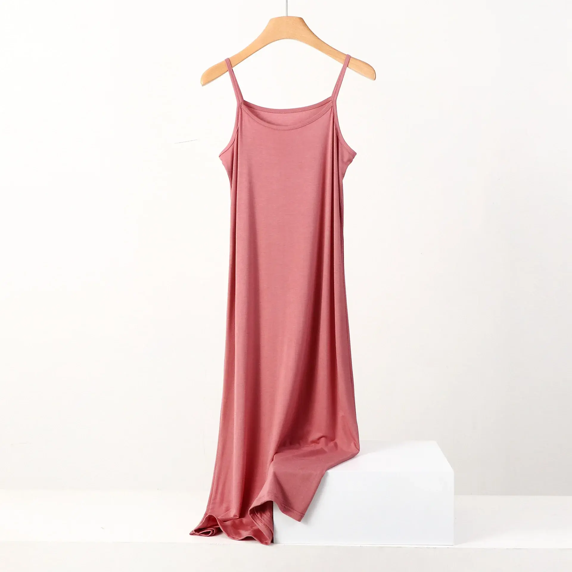 Plus Size Loose-Fit Long Anti-Exposure Modal TankVest Sleepwear For Women Large Size Underwear Inner Skirt