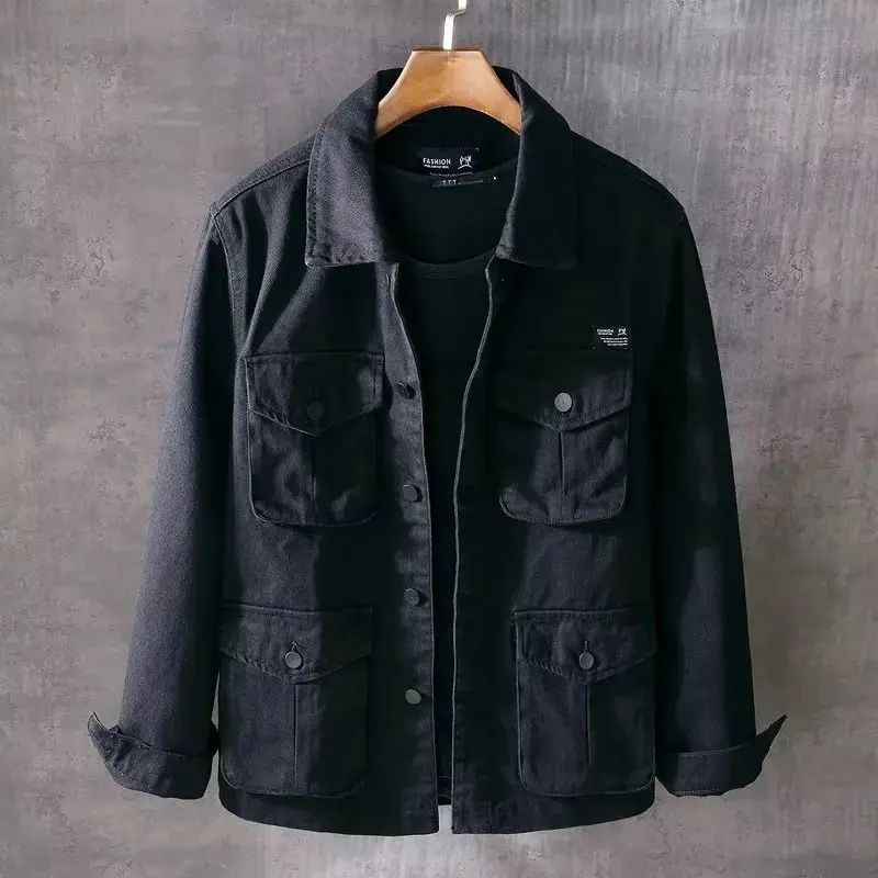 Trendy Multi-pocket Men's Loose-fit Jacket Casual Thin Spring Autumn Top Japanese Style Men's Wear