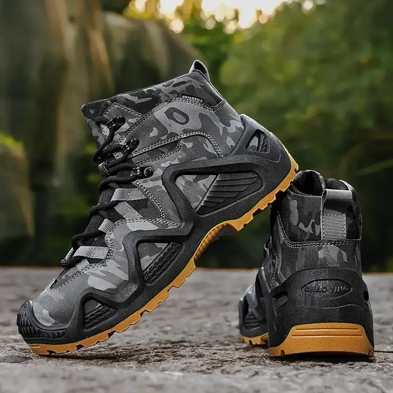 Oxford Waterproof Tactical Boots Men's Outdoor Non-slip Climbing Hiking Sports Shoes 45Plus Size Camouflage Work Shoes 46