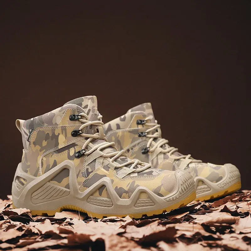 Oxford Waterproof Tactical Boots Men's Outdoor Non-slip Climbing Hiking Sports Shoes 45Plus Size Camouflage Work Shoes 46
