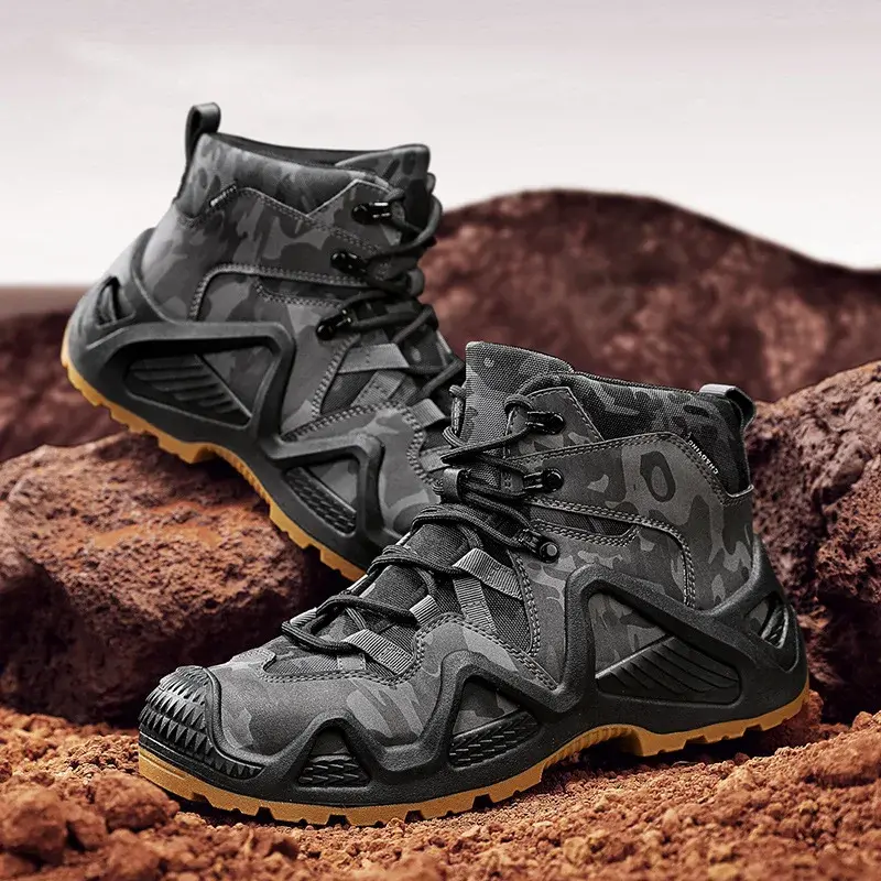 Oxford Waterproof Tactical Boots Men's Outdoor Non-slip Climbing Hiking Sports Shoes 45Plus Size Camouflage Work Shoes 46