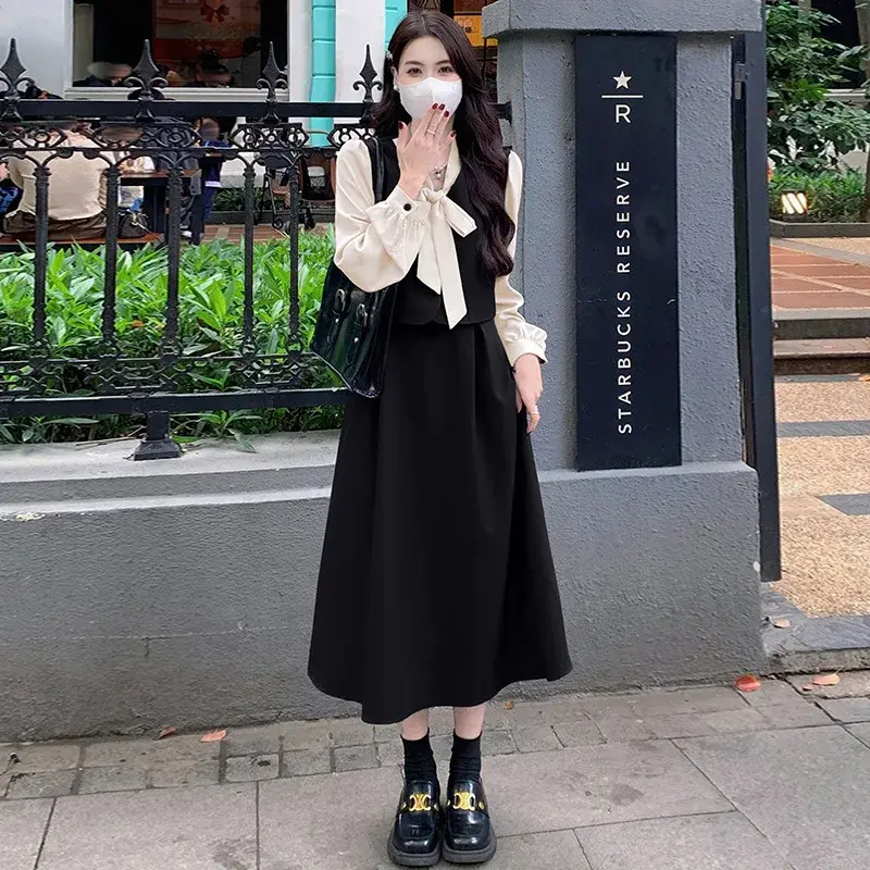 Plus Size 2024 Autumn New Style Plus Size Women's Clothing Slimming Belly Cover Dress Stylish Fashionable Korean Version Two-...