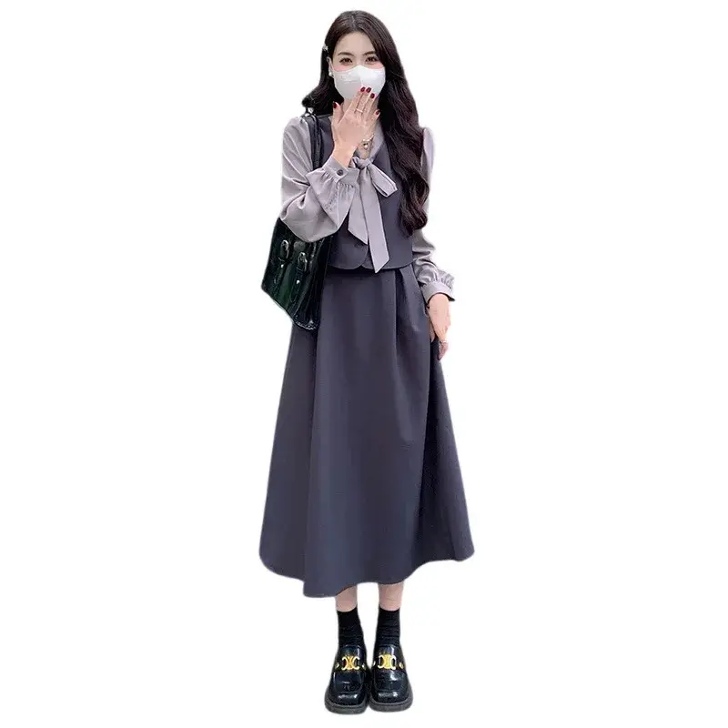 Plus Size 2024 Autumn New Style Plus Size Women's Clothing Slimming Belly Cover Dress Stylish Fashionable Korean Version Two-...