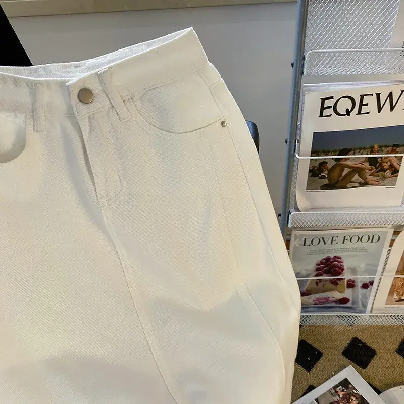 White High Waist A- Line Mini Skirt Women's Denim Split Slimming Mid-Length Bodycon Skirts Spring Hot Sale Of The Season New Sty