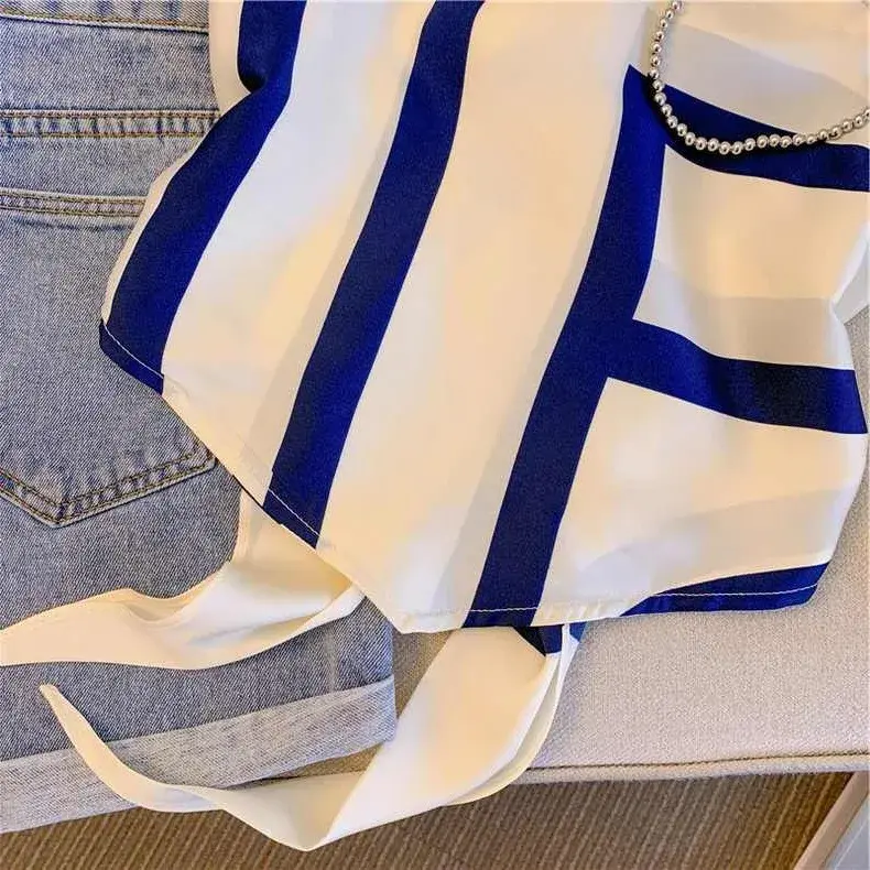 Sexy Spicy Girl Butterfly Knot Strap Vest Women Summer Short outside Wear Exposed Back Triangle Scarf Top Polyester Fiber