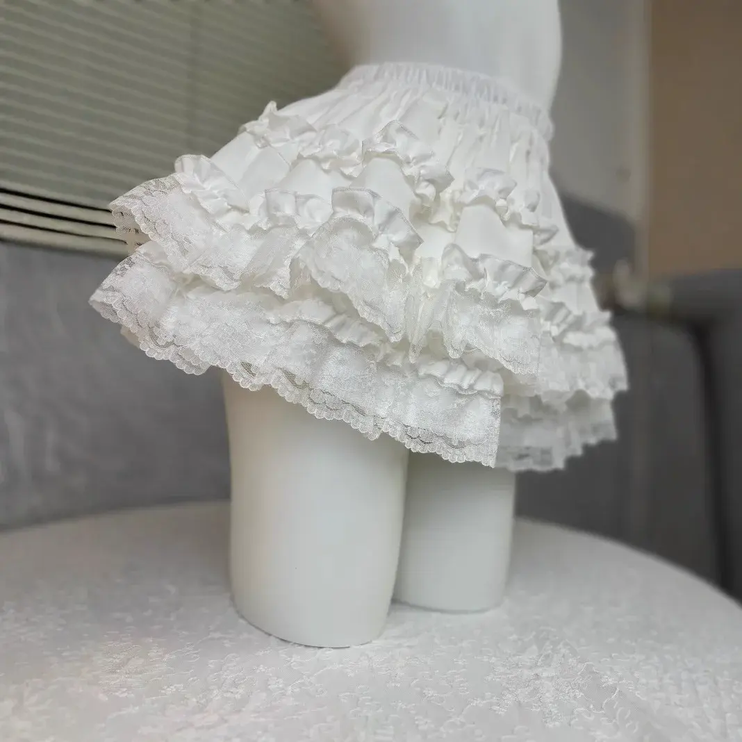 Sweet White High Waist Ballet Style Fluffy Mini Skirt Women's Fashionable New 2025 Polyester Fiber Half-length Skirt