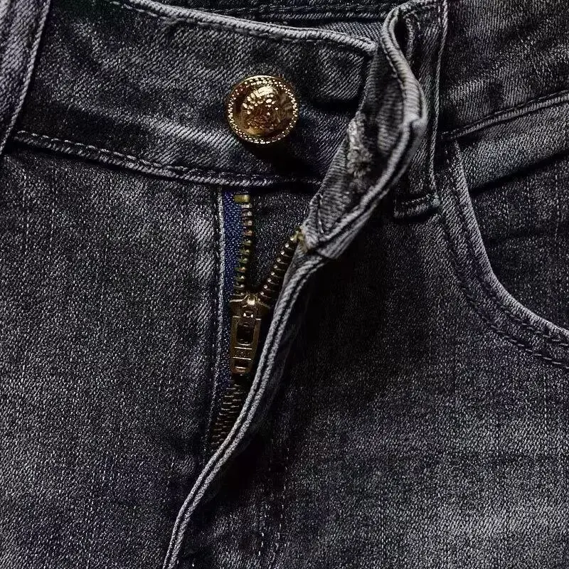 American Style Men's Denim Shorts Trendy Brand Versatile Vintage Stretch Slims Smooths Silhouette Loose-fit Straight-leg Pants