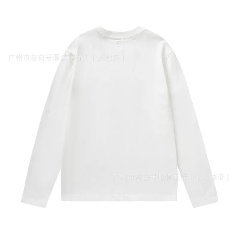 Spring Autumn Trendy Brand New AM1 Small Label Embroidered Heart Simple Versatile Long Sleeve T-Shirt Women Cotton Crew Neck