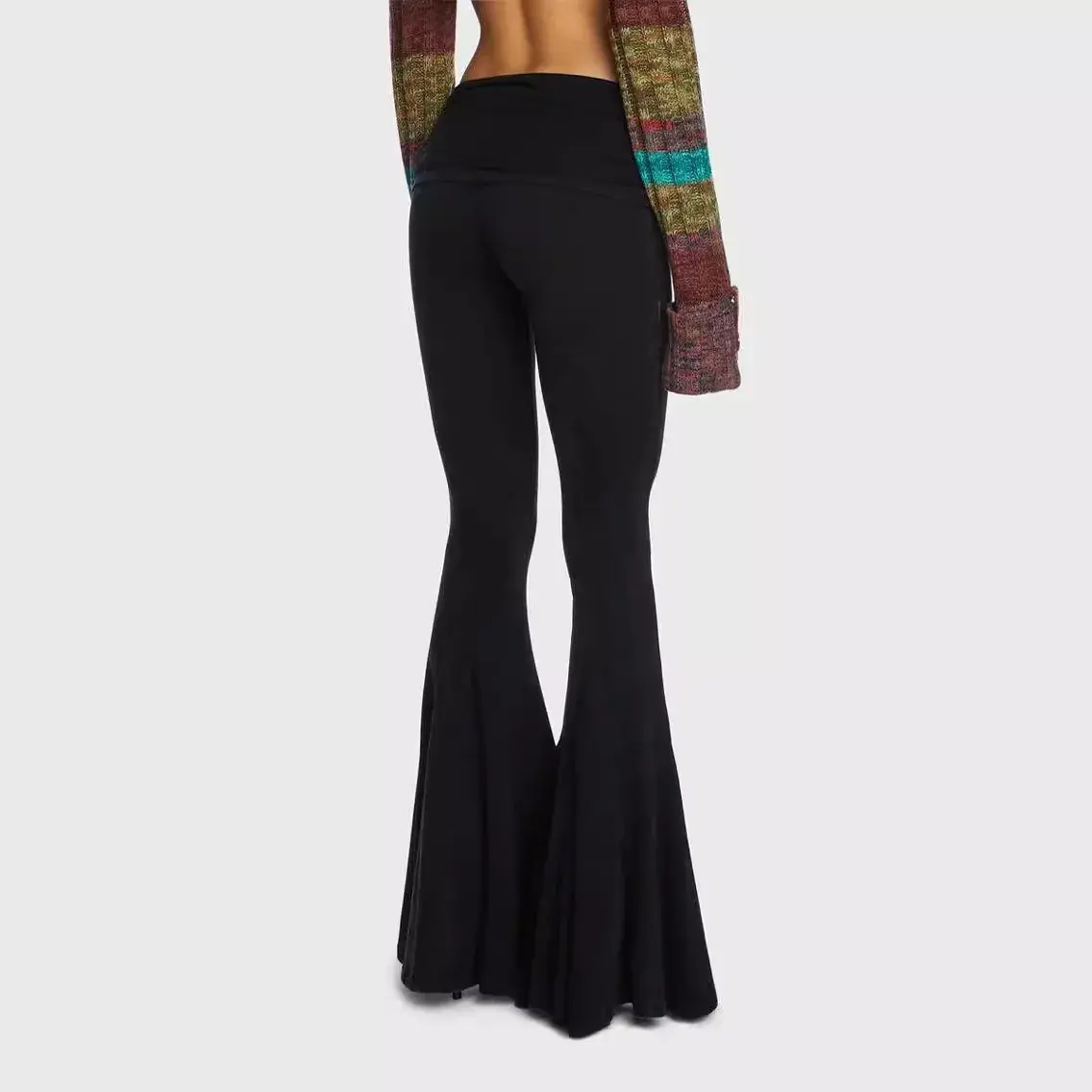 2022 Summer Amazon Best Selling Women's Waist Solid Color Sexy Flare Pants Long Trousers/Nine Point Seven Trousers/Five Point Tr