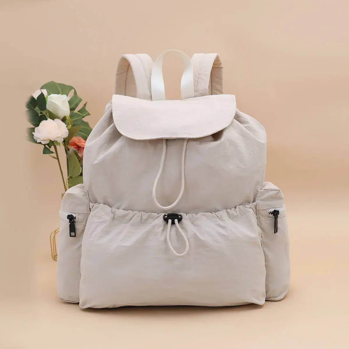 Fashionable Large Capacity Drawstring Backpack Casual Lightweight Men's Women's Can Backpack Washing Fabric