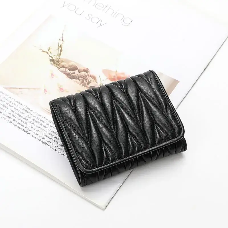 Versatile Cropped Sheepskin Soft Wallet Women's 2024 New Product Genuine Leather Ultra-thin Large Billfold Foldable Card Holder