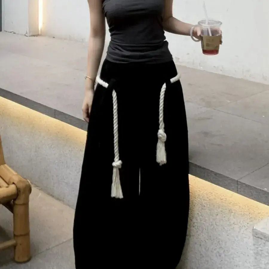 Handmade American Hip Hop Wide Leg Knife Pants Women's Loose Casual Drapey Street Dance Sweatpants Trendy Autumn Design