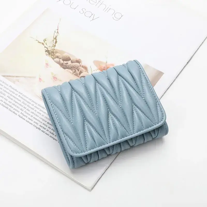 Versatile Cropped Sheepskin Soft Wallet Women's 2024 New Product Genuine Leather Ultra-thin Large Billfold Foldable Card Holder