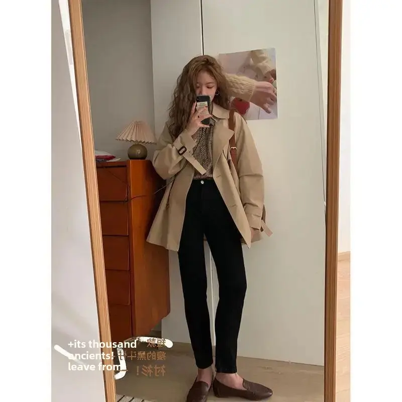 Vintage HongKong Style Plaid Shirt Women's 2021 Autumn New Korean Version Loose-Fit Versatile Long Sleeve Underwear