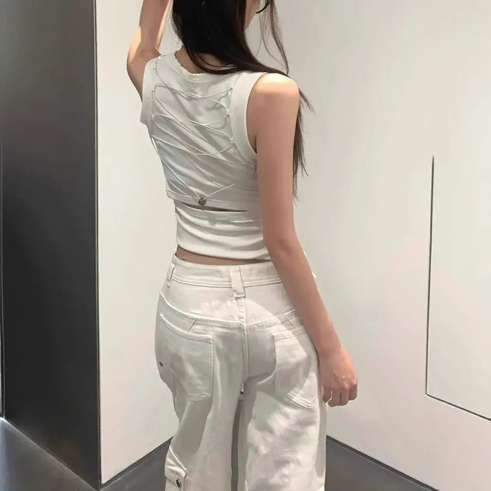American Heavyweight Design High Waist Straight Leg Slimming Loose Wide Leg Workwear Jeans Women's Autumn White Denim Pants