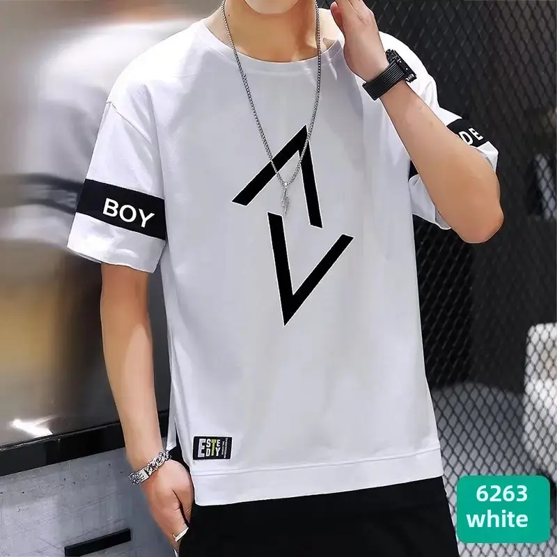 Men's Summer Thin Short Sleeve Casual Trousers Sport Suit Loose Fit Half Sleeve Tee Shirt One Set Chinese Mainland Origin