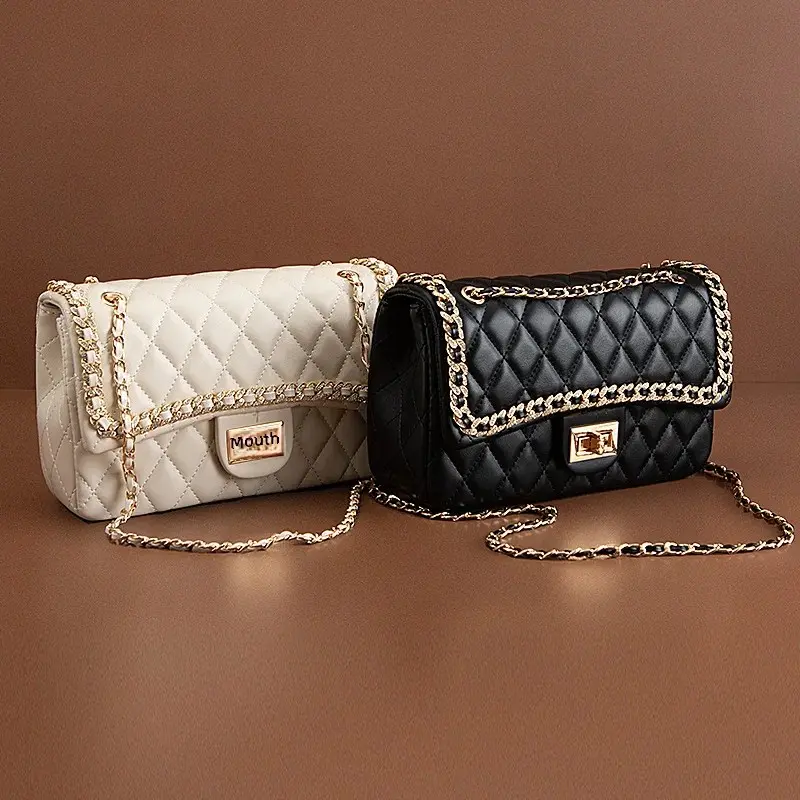 2024 New Trendy Women's Tweed Style Bag With Argyle Chain Shoulder Underarm Crossbody Bag From Hong Kong Authentic Quality