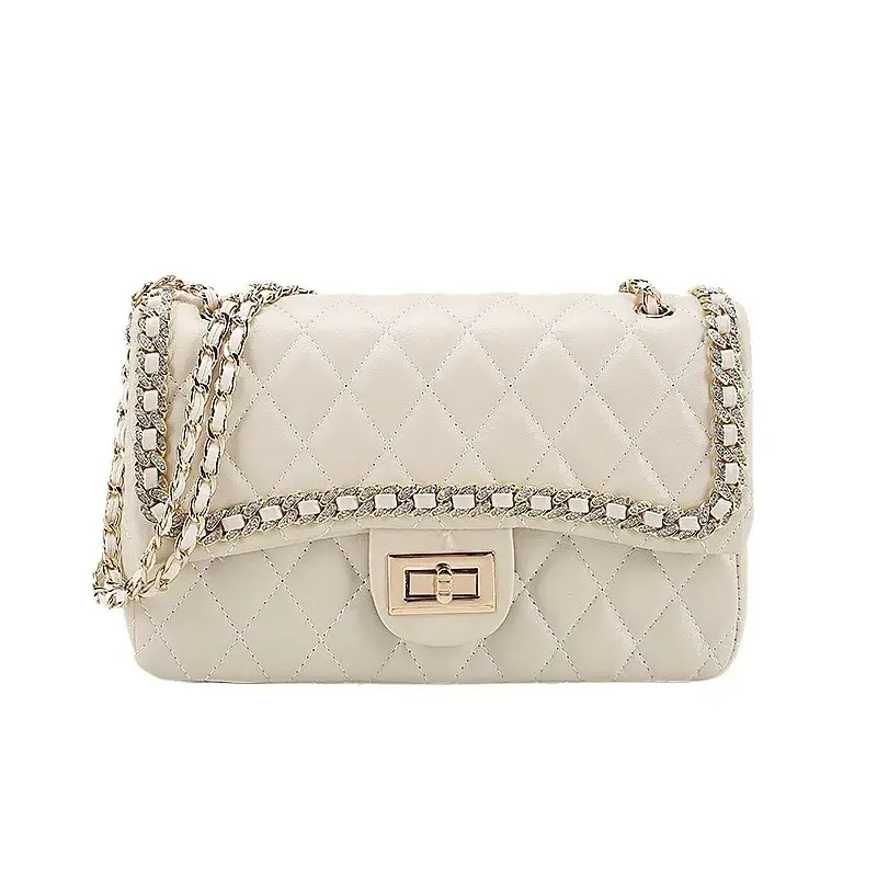 2024 New Trendy Women's Tweed Style Bag With Argyle Chain Shoulder Underarm Crossbody Bag From Hong Kong Authentic Quality