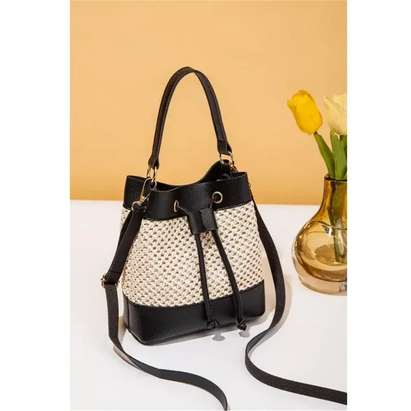 High Capacity Women Tote Ladies Casual Solid Color Shoulder Bag Foldable Reusable Women Shopping Beach Bag