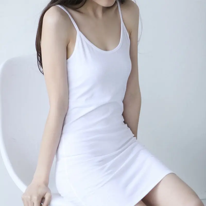 Sexy Spaghetti Strap Camisole Mini Dress Women Bodycon Club Solid Cotton Party Dresses Summer New Pure Color Sundress платье