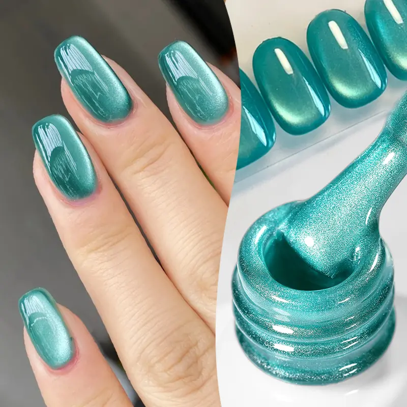BORN PRETTY 10ml Blue Green Cat Magnetic Gel Ultra Shine Glass Bead Summer Color Semi Permanent Soak Off UV Gel Nail Art Varnish